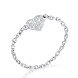 Heart Silver Chain Ring NSR-3176